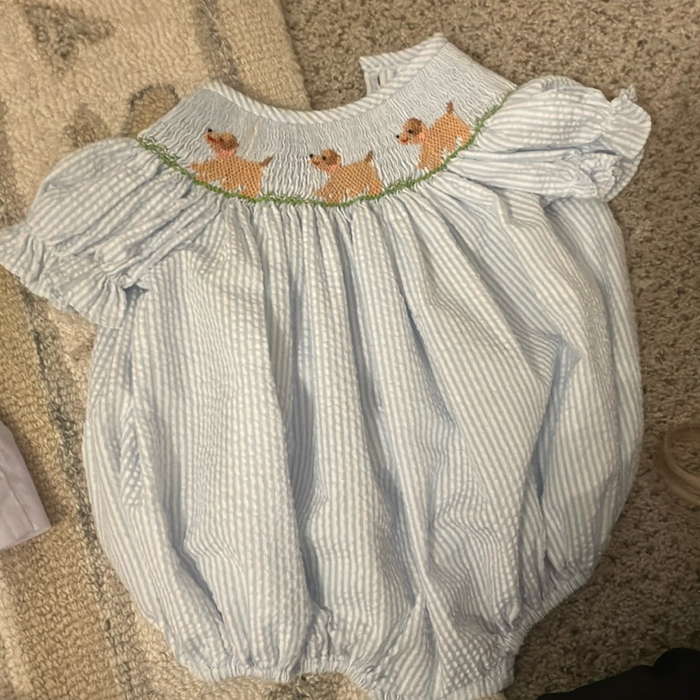 Light Blue Baby Bubble with Dog Embroidery